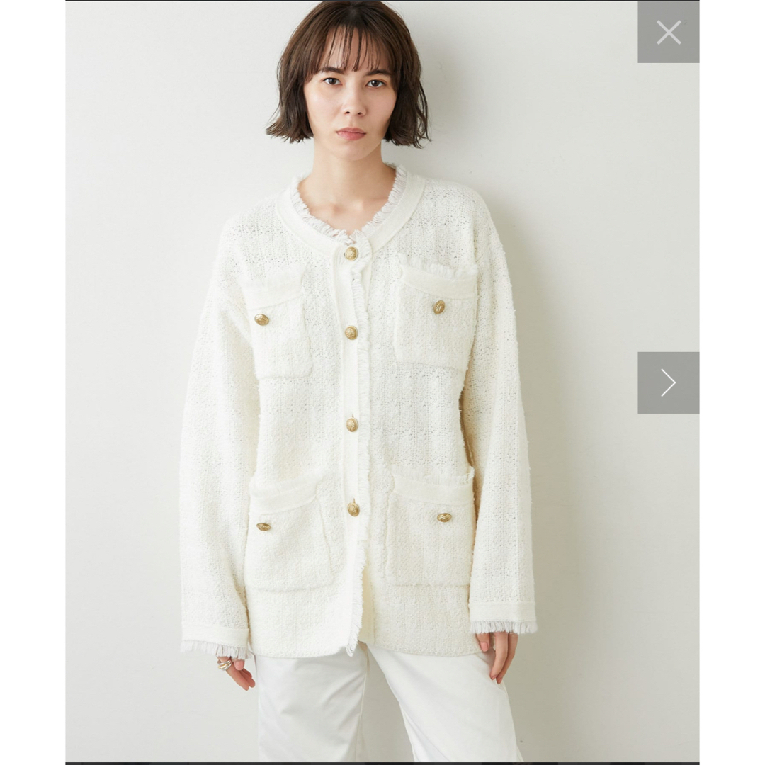 Whim Gazette - ウィムガゼット ツイードニットジャケットの通販 by