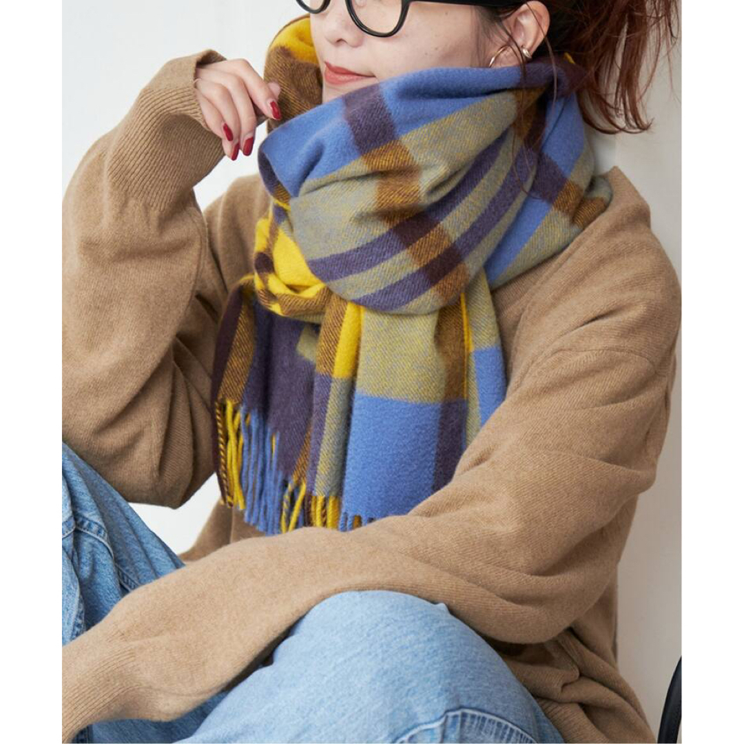 Joshua Ellis - 完売商品 Joshua Ellis イエロー チェック カシミヤ