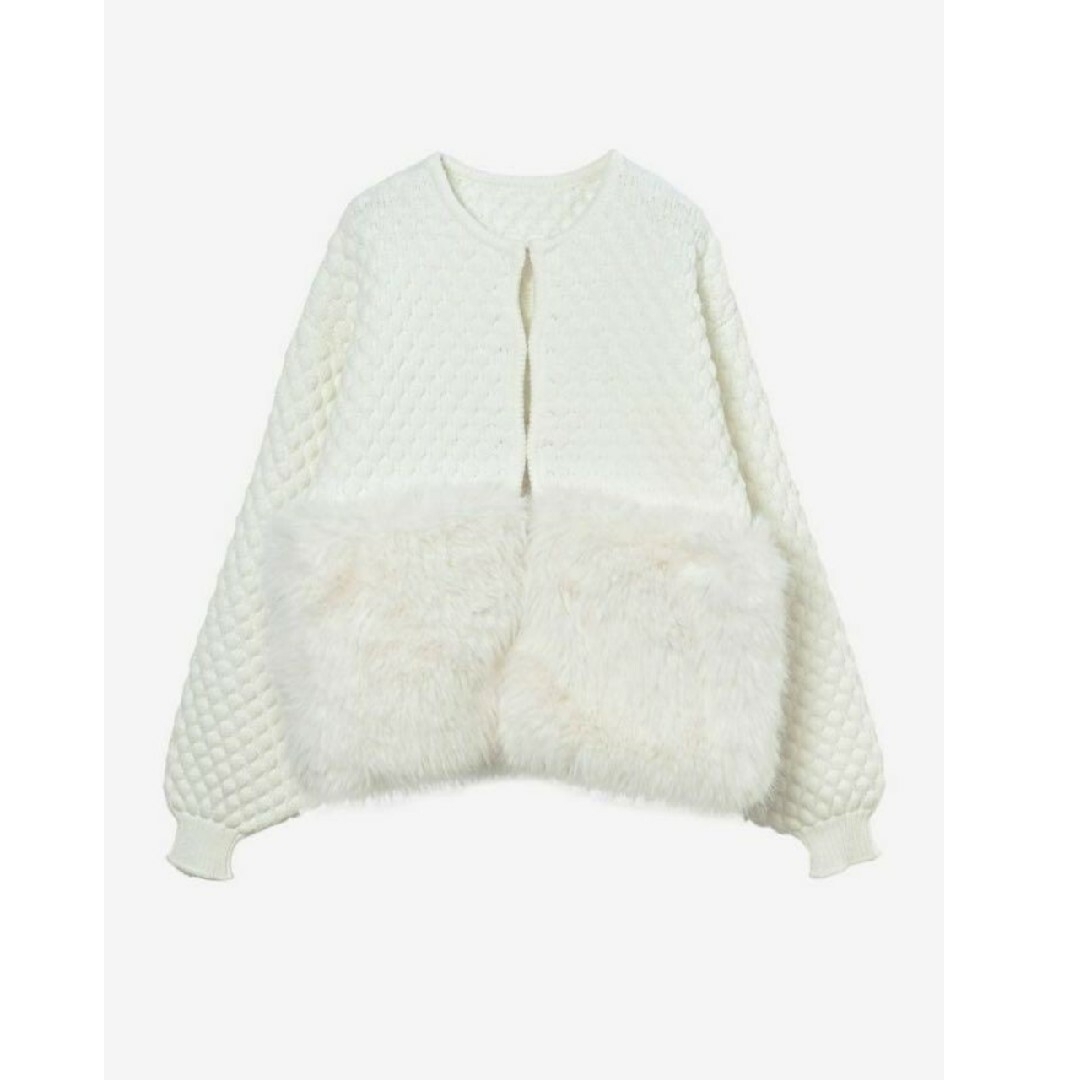 メゾンドドルチェ maison de Dolce ファーリーニット White