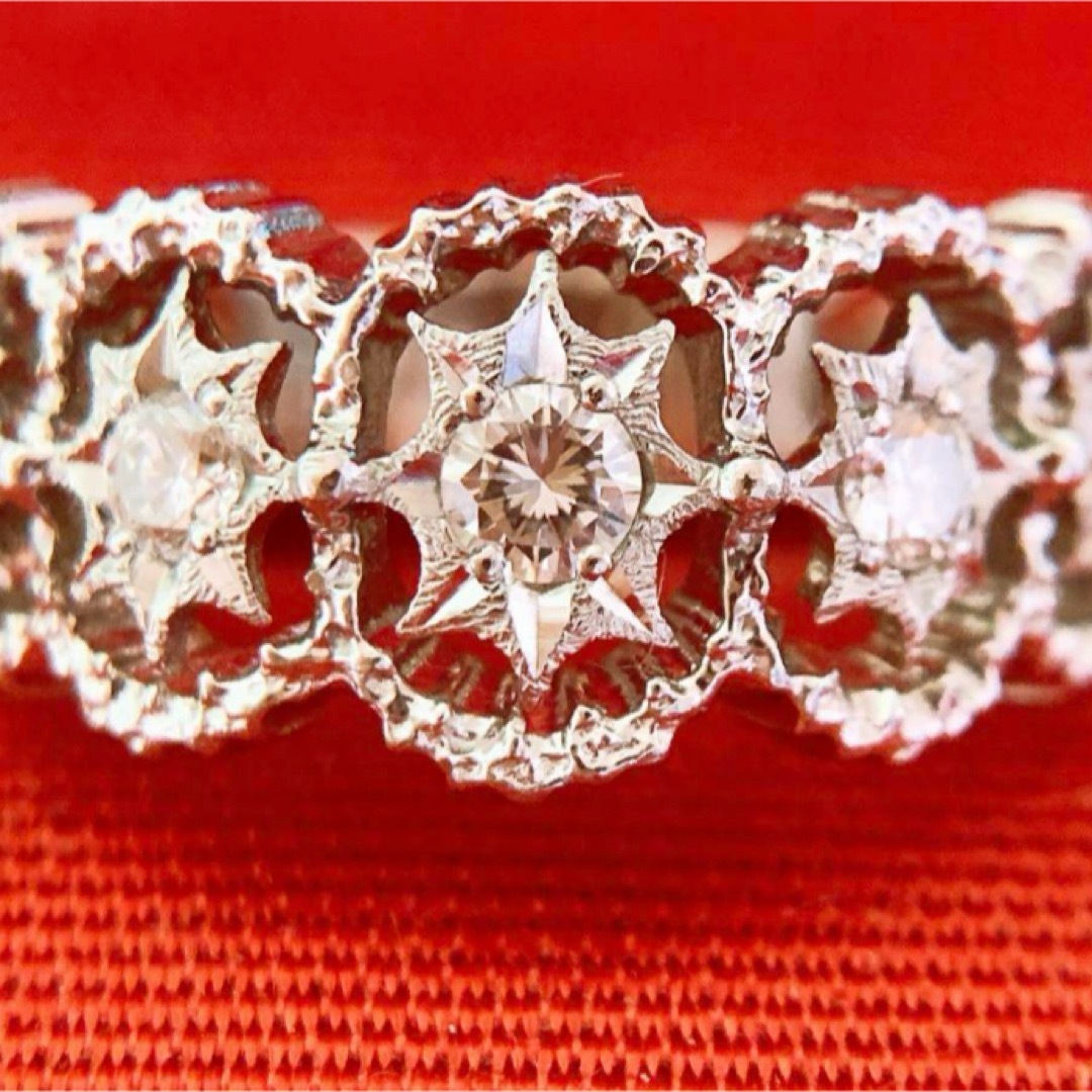 約6g❗️美品❗️ フィレンツェ彫り ❗️D0.25CT✨プラチナ透かし柄