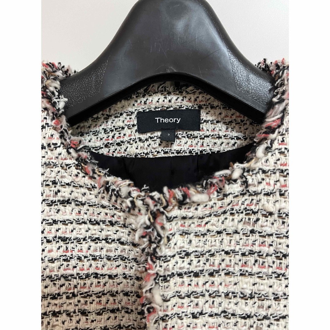 Theory - 美品 セオリー Theory ノーカラーツイードジャケット サイズ2