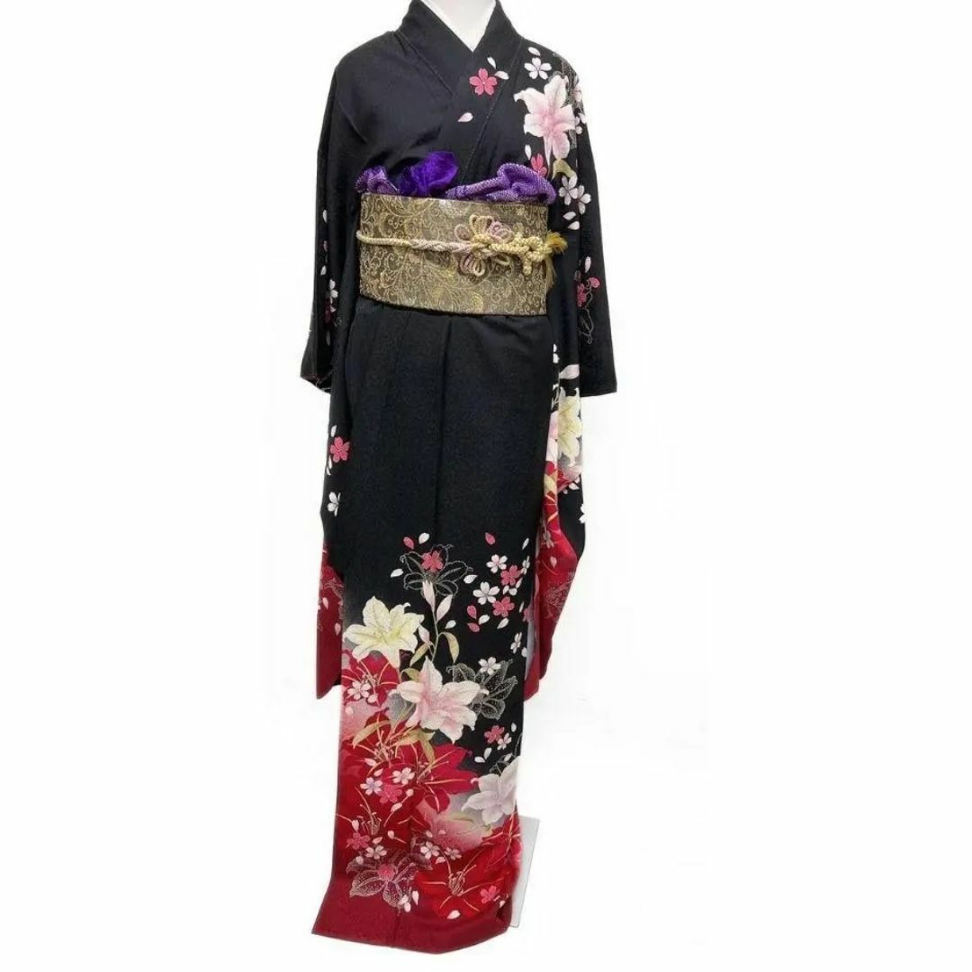 刺繍 百合 花吹雪 振袖 晴れの日 成人式 卒業式 着物 012a p