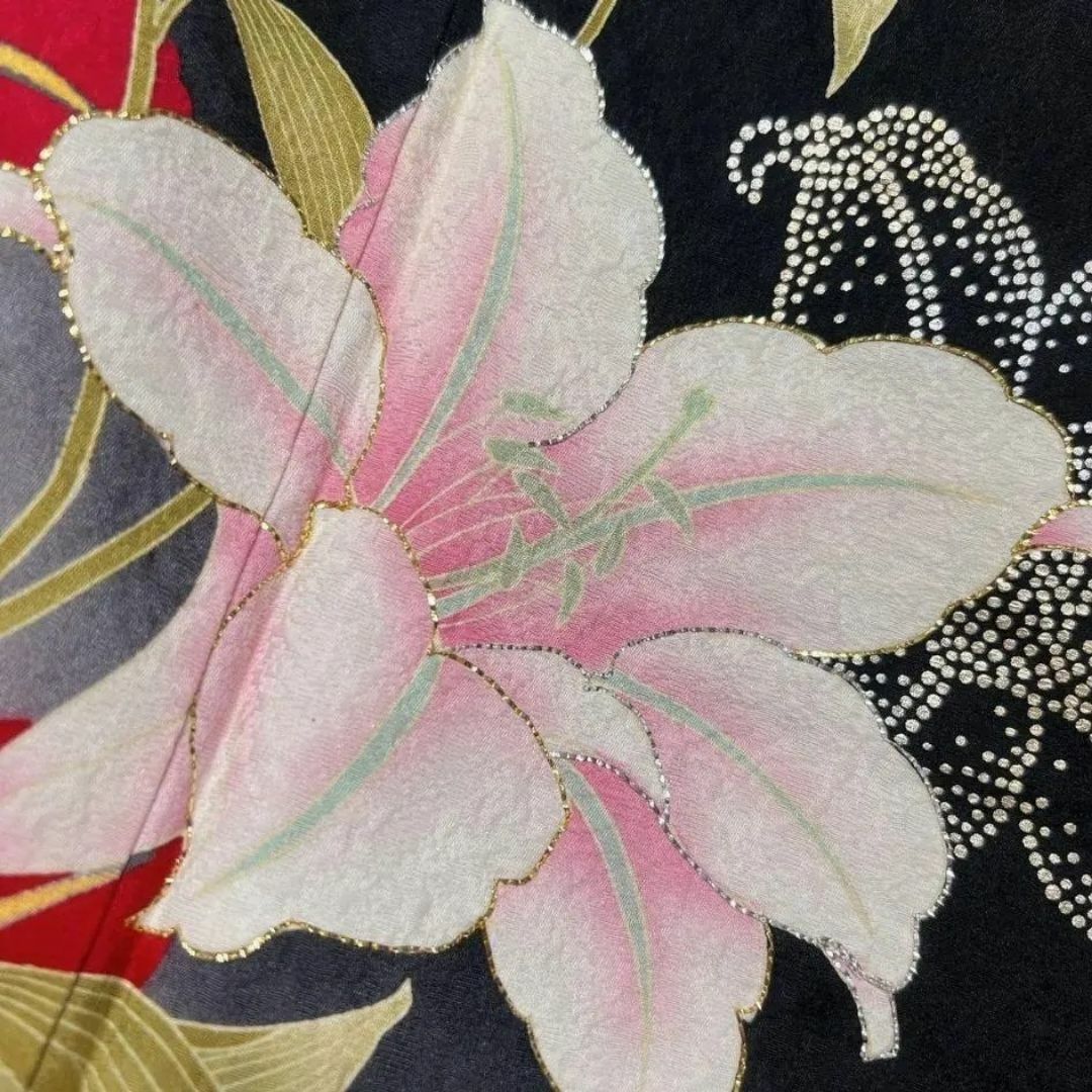 刺繍 百合 花吹雪 振袖 晴れの日 成人式 卒業式 着物 012a p