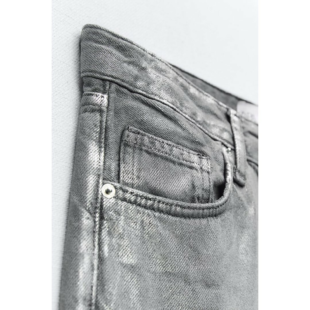 ZARA - ZARA WIDE-LEG MID-RISE フォイルディテール デニムパンツの