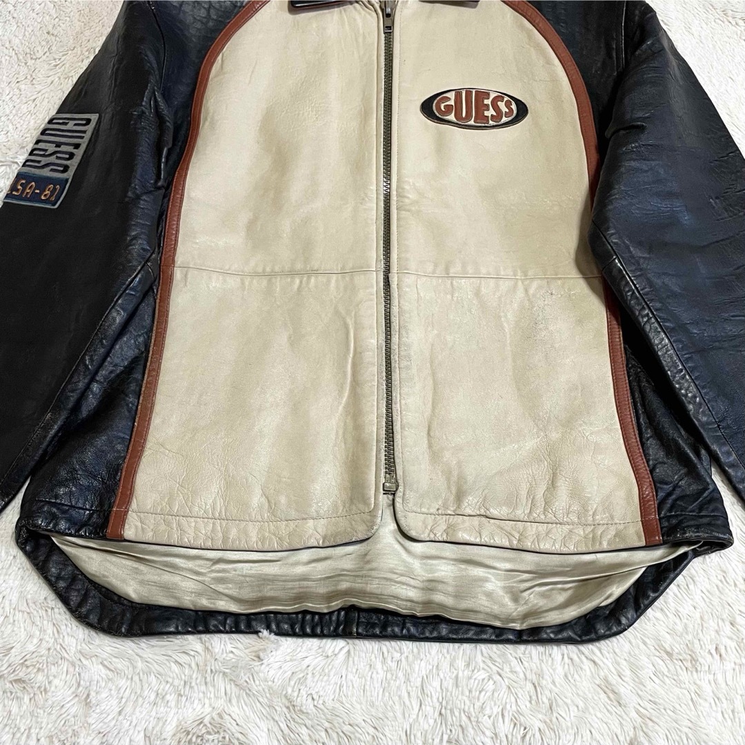 GUESS - 希少 GUESS 80s ワッペン 本革 レザージャケット ライダース