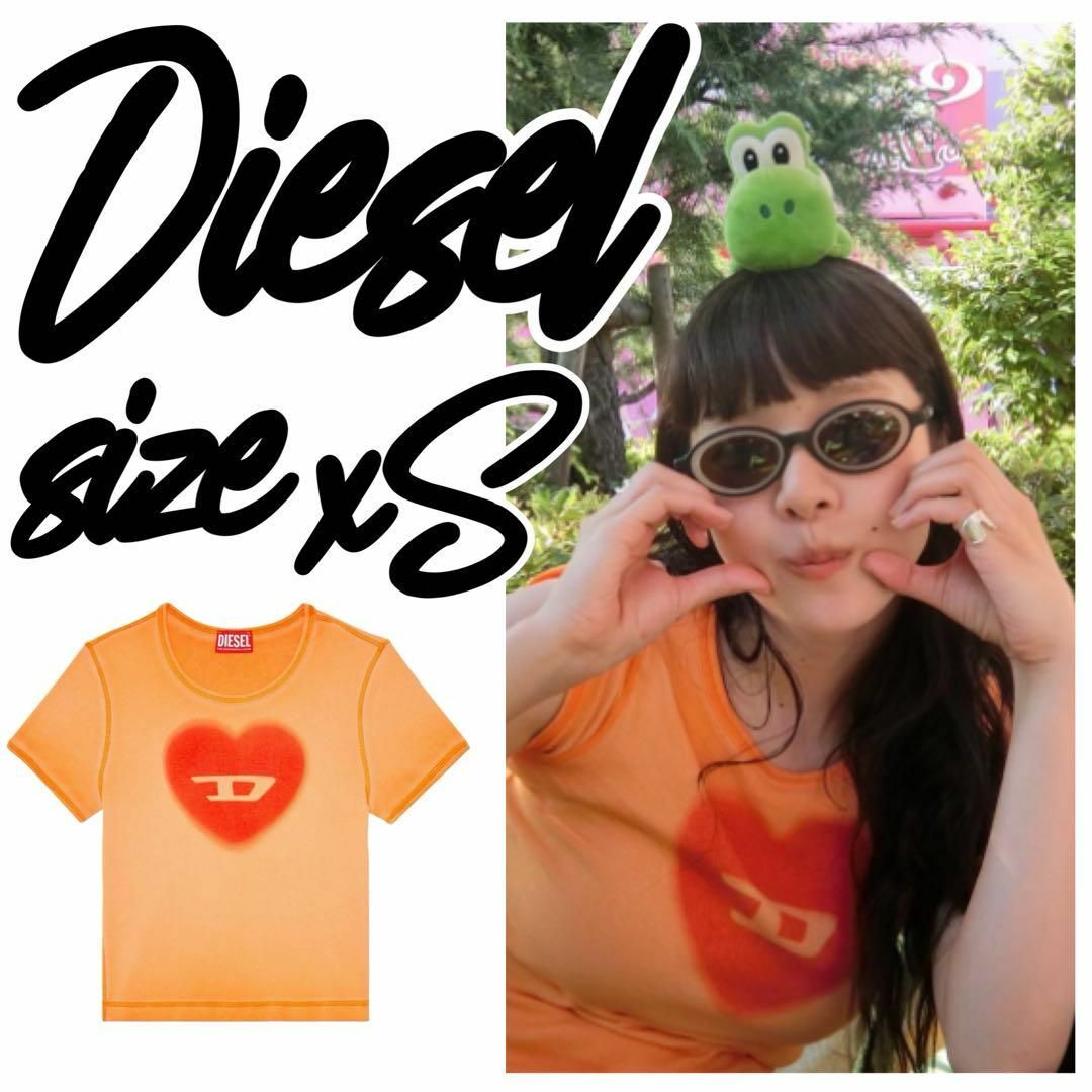 DIESEL - 【あいみょん着用】DIESEL Tシャツ T-ELE オレンジ ハート