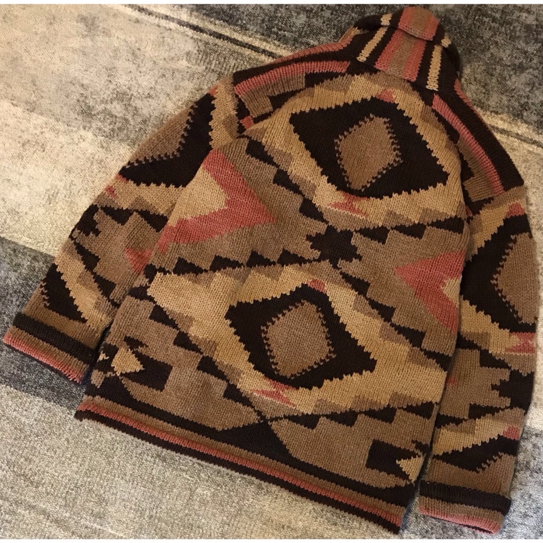 極上のナバホ柄 肉厚 90's ラルフローレン カントリー ニット ガウン S