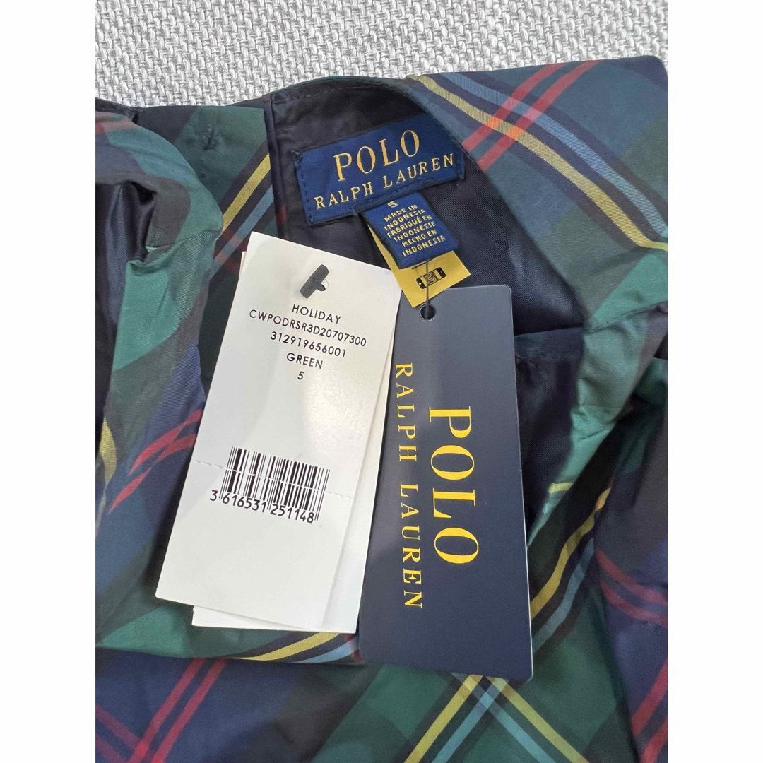 POLO RALPH LAUREN - ラルフローレン 緑チェック ワンピース 黒リボン