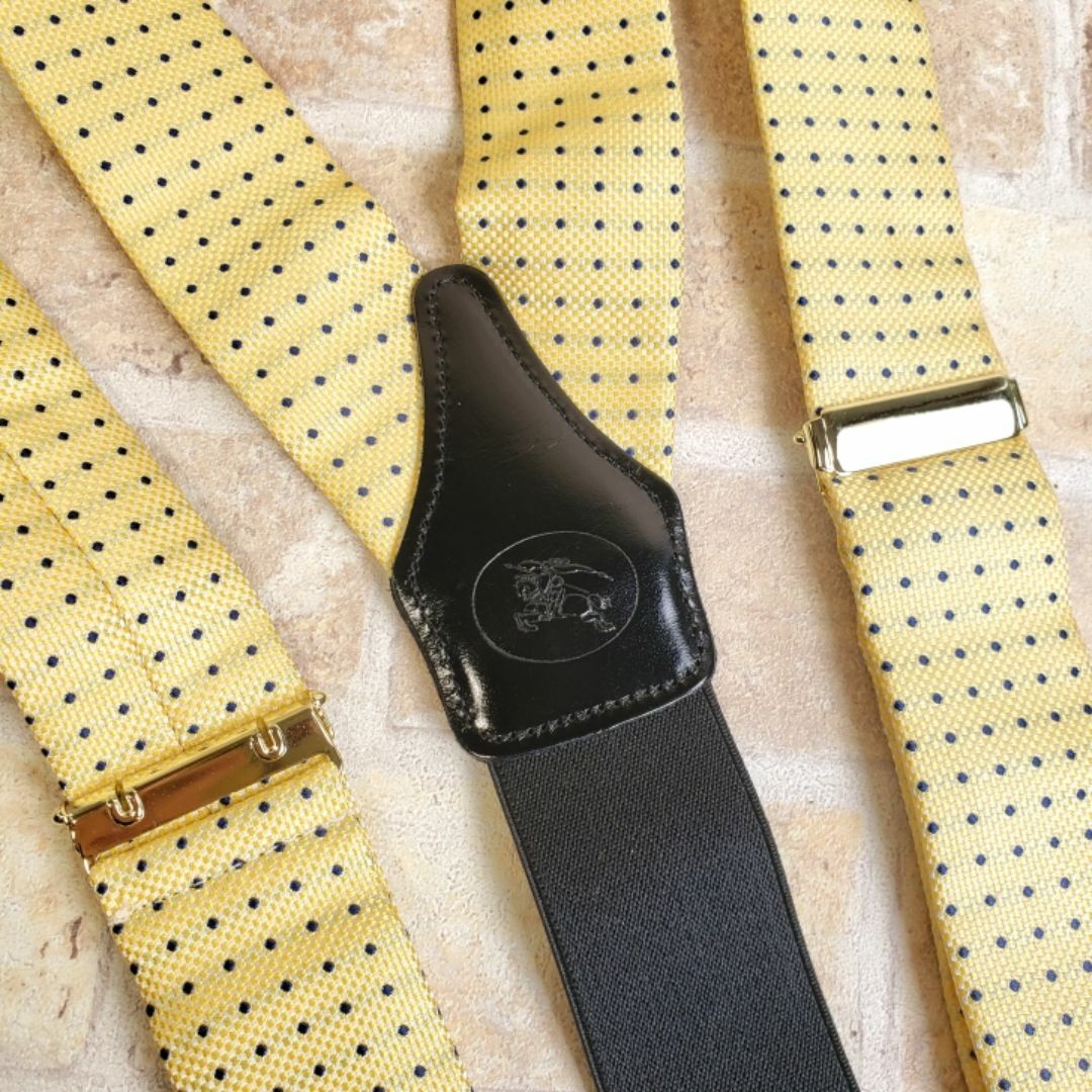Burberry ネイビー ドット柄 サスペンダー ビンテージ バーバリー