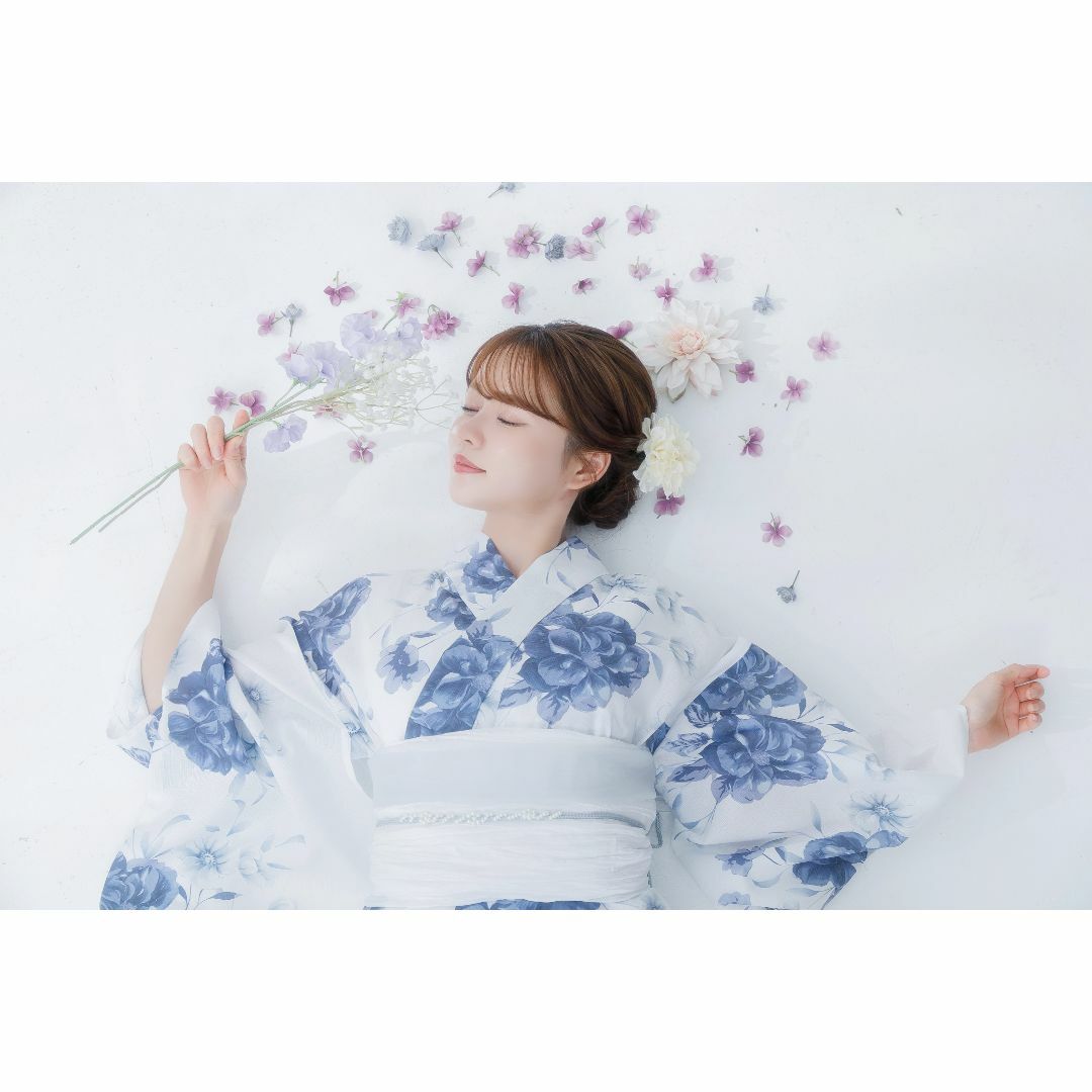 ANDANTE - 新品 4点 浴衣 セット 浴衣セット ゆかた レディース 白 青