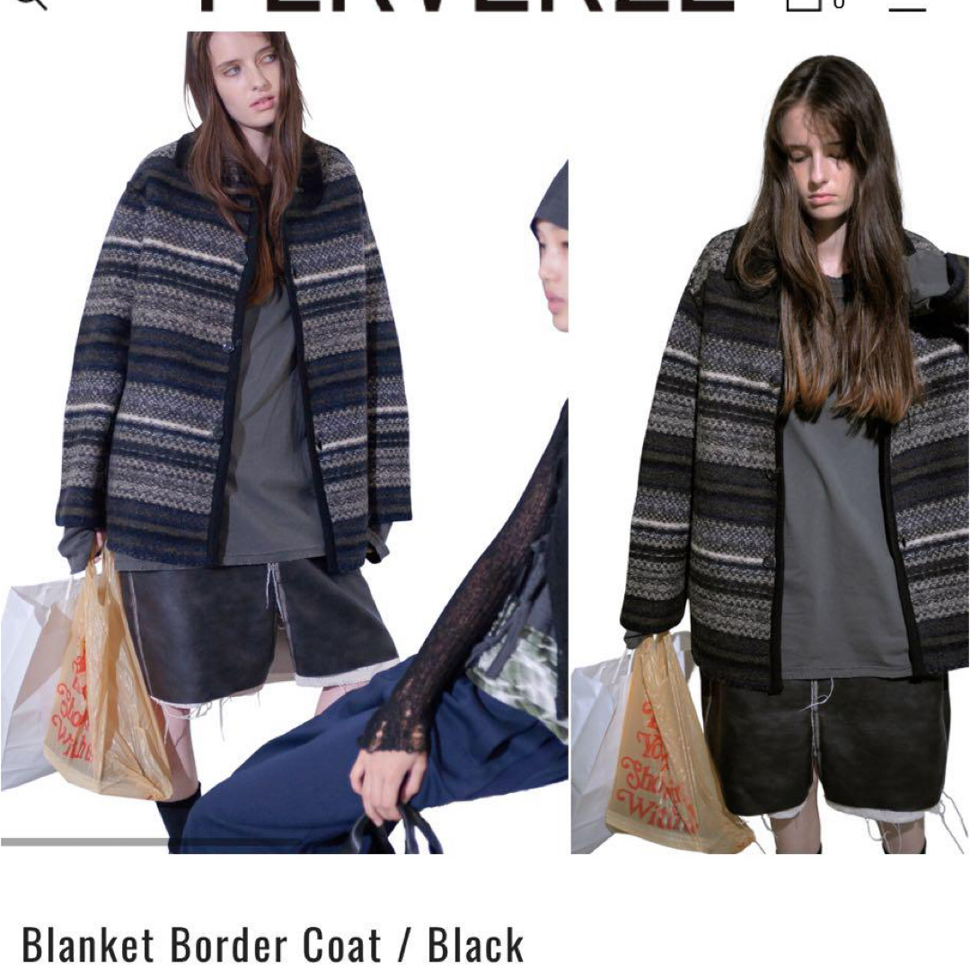 PERVERZE Blanket Border Coat パーバーズ の通販 by レク's shop｜ラクマ