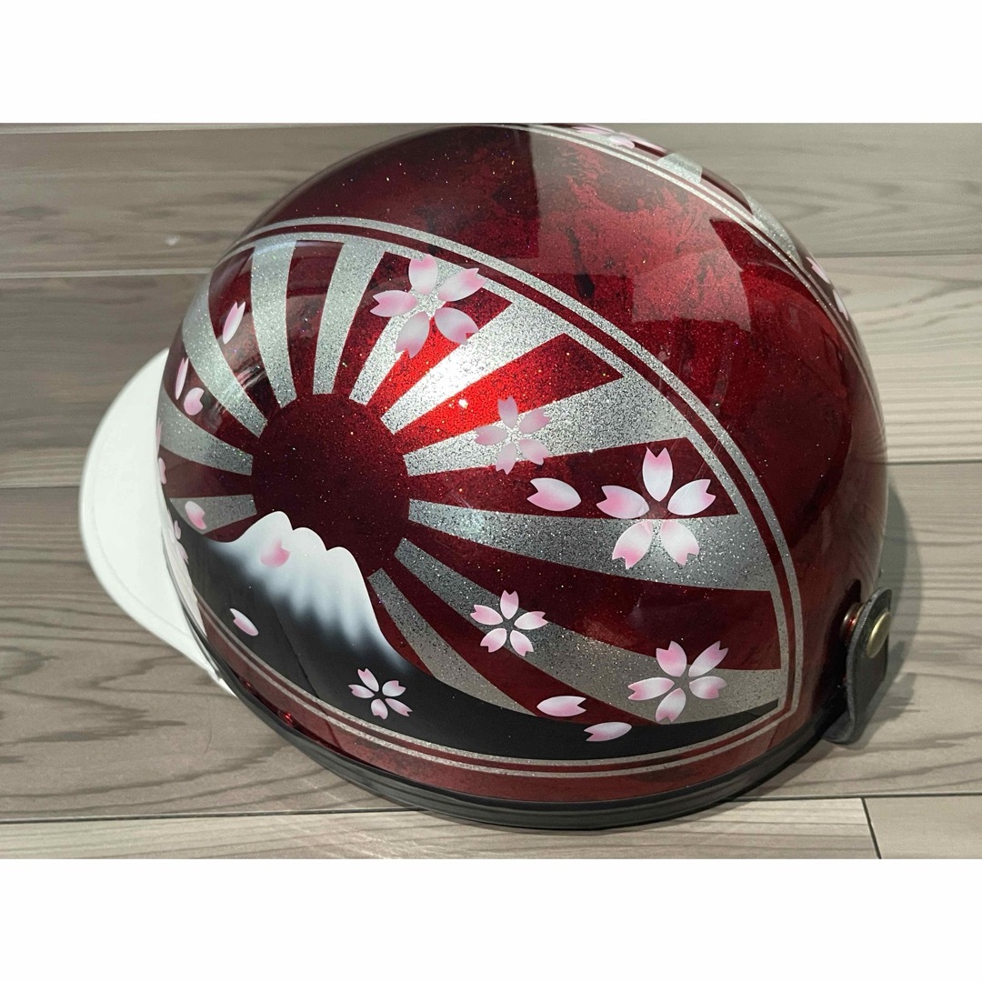 ラメ 桜 富士日章 コルク半 ヘルメットの通販 by paint｜ラクマ