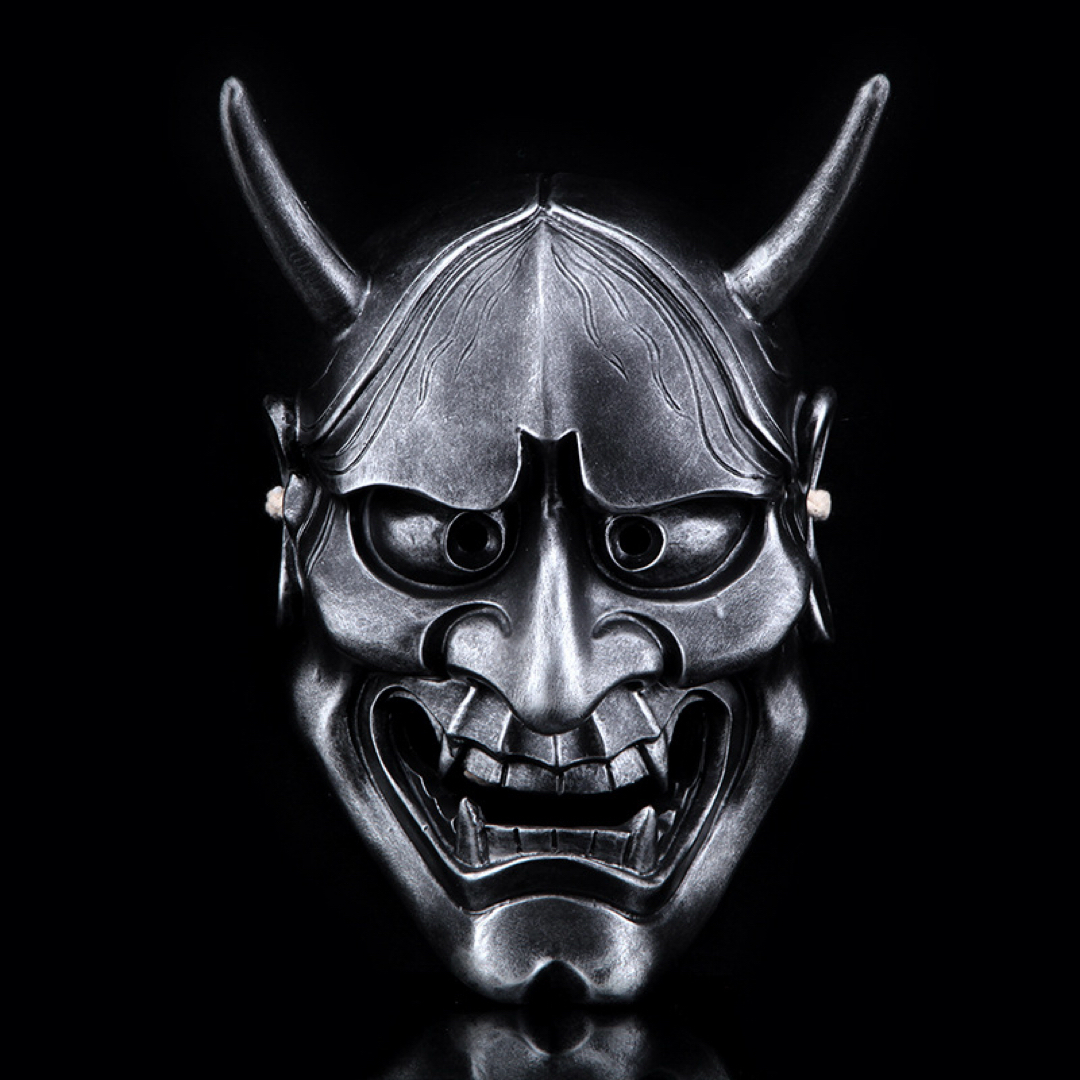 黒 般若面 お面 能面 般若 壁掛け 魔除け 壁飾り 和風 インテリア