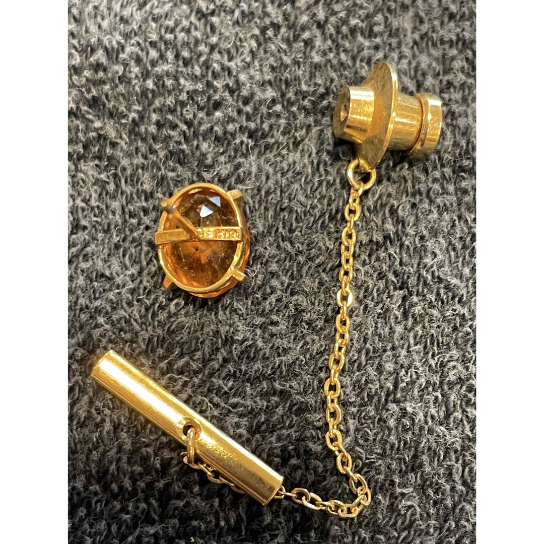 ネクタイピン タイピン タイタック K18 18金 シトリン トパーズ