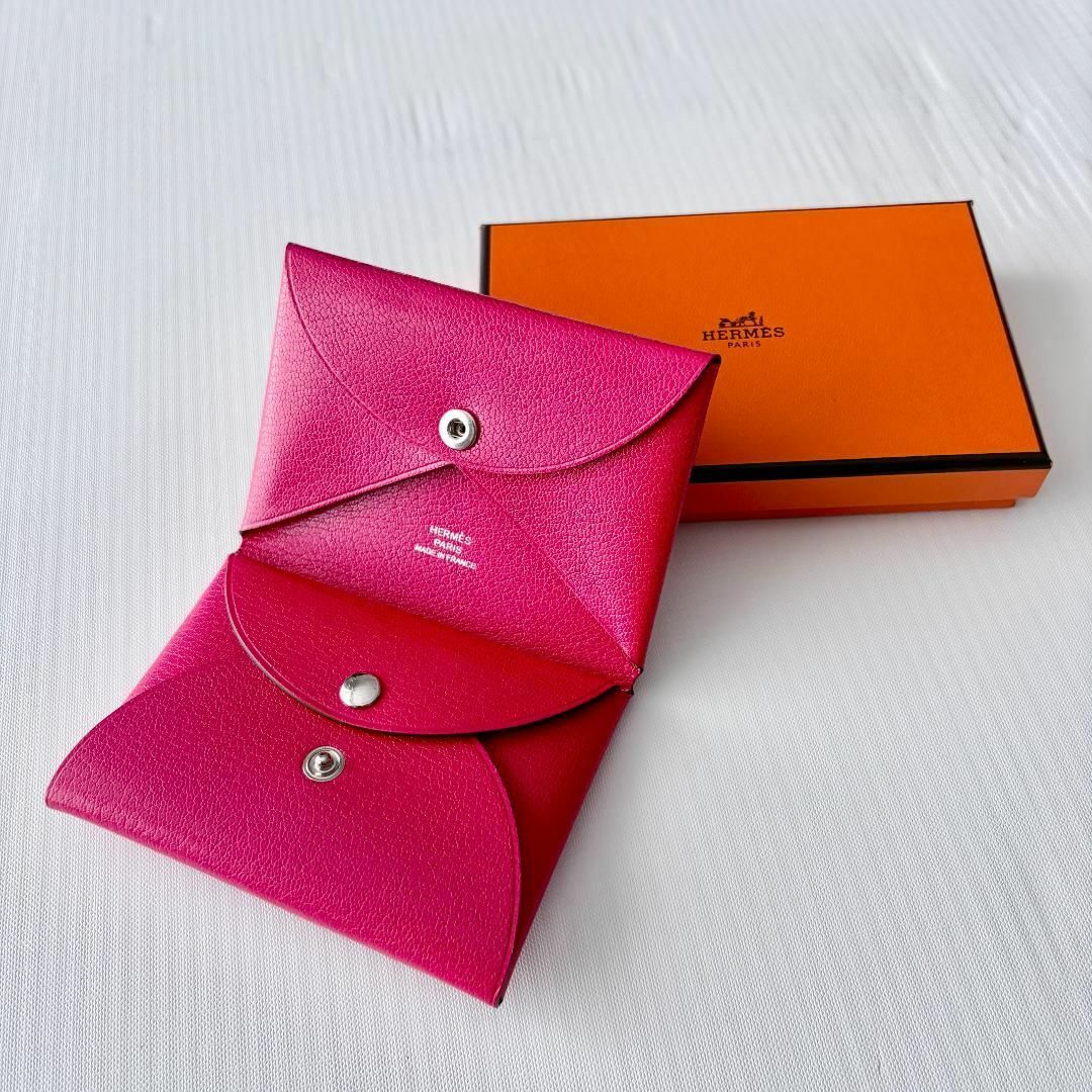 HERMES - 美品 W刻印『エルメス』カルヴィ デュオ ローズ