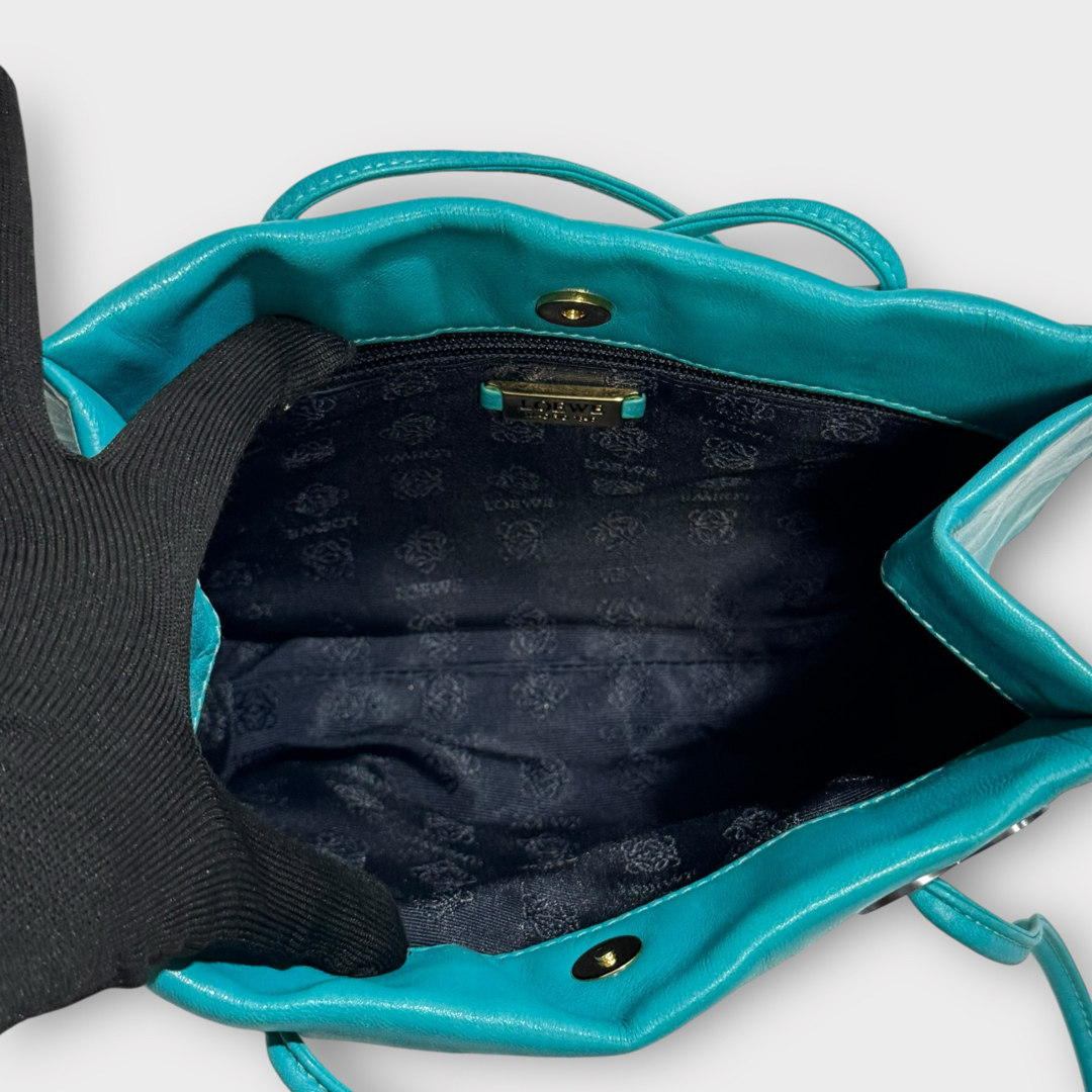 超美品✨LOEWE ショルダーバッグ トートバッグ 青緑系 肩がけ A5サイズ