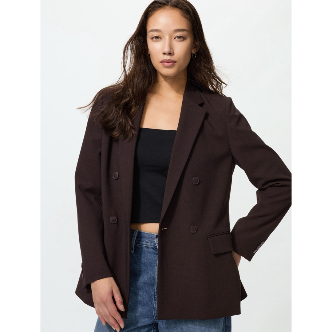 UNIQLO - 【新品未使用】UNIQLO ダークブラウン ダブルジャケット の
