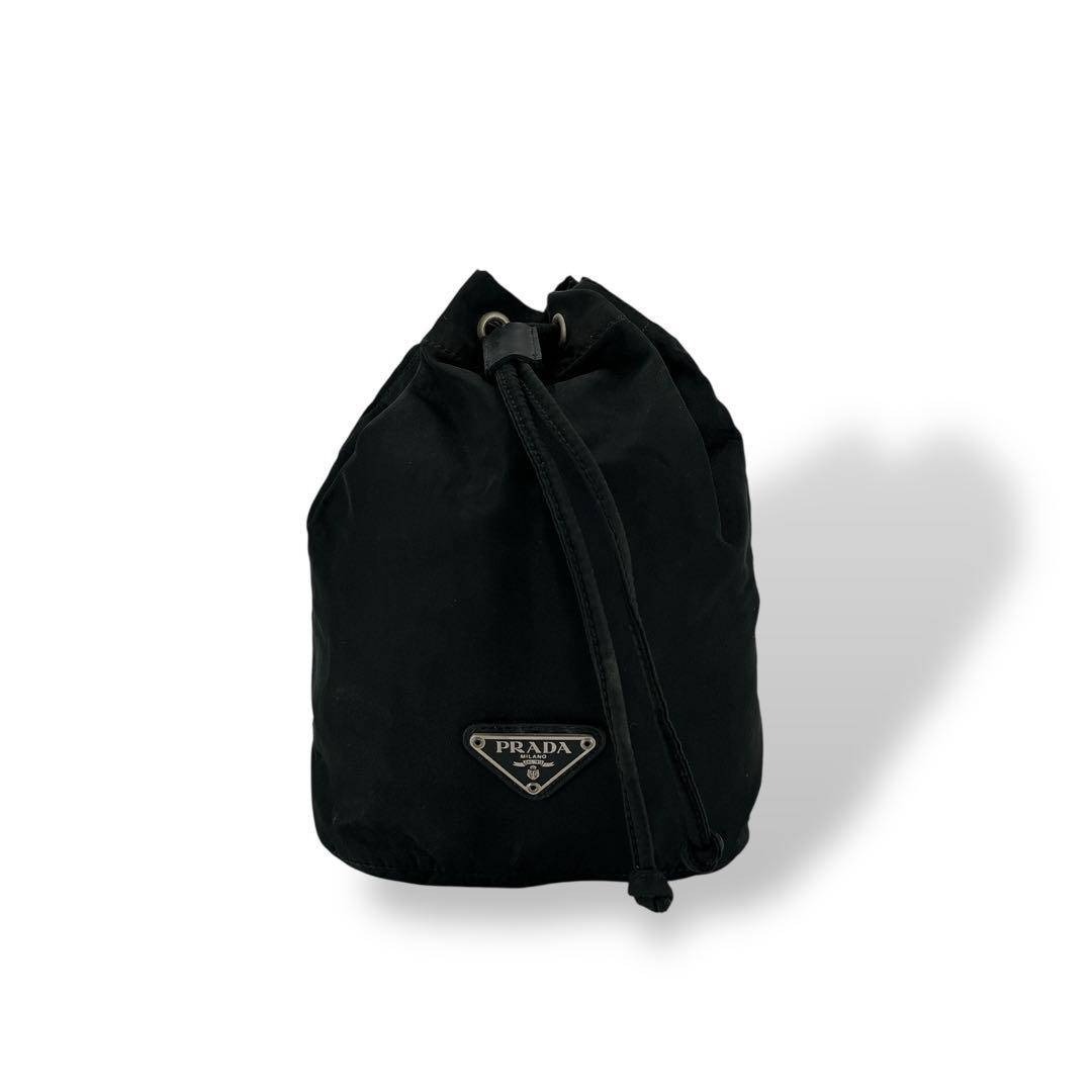 プラダ 三角ロゴ 巾着ミニポーチ 小物入れ 化粧ポーチ ナイロン 黒 y2k