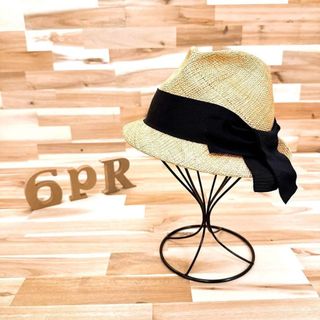 CA4LA - 美品☆カシラ☆CA4LA☆リボン付きストローハット☆麦わら帽子