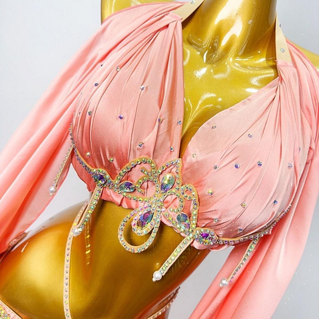 新品未使用】ベリーダンス セットアップ 衣装 サーモンピンク レッスン