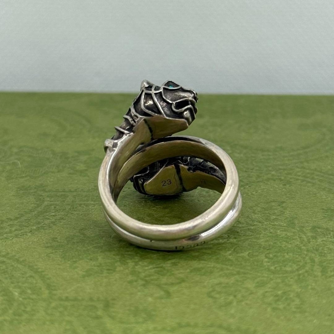 GUCCI - GUCCI ダブル タイガーヘッド グリーンアイ 19号 リング 指輪