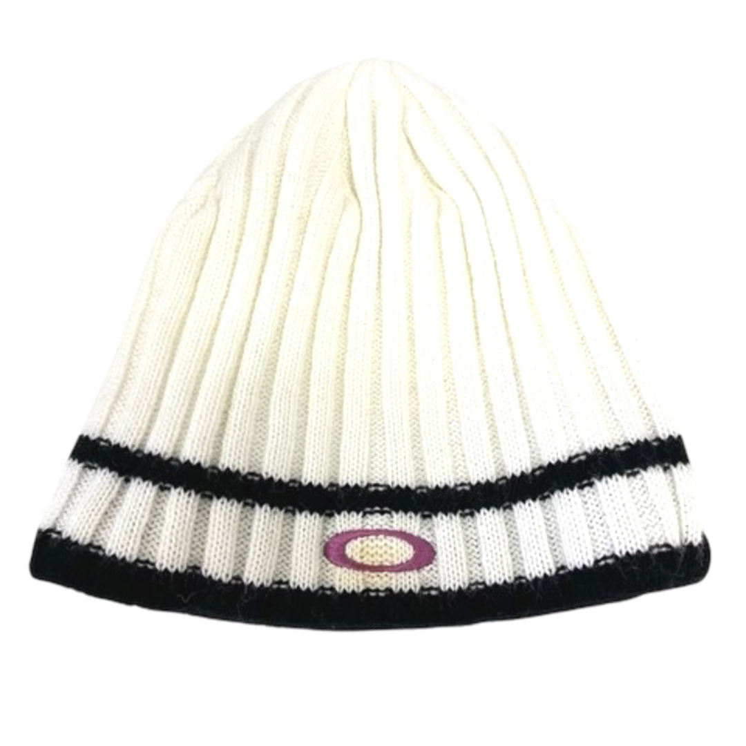 Oakley - OAKLEY ニット帽 ビーニー ライン ロゴ刺繍 ホワイト