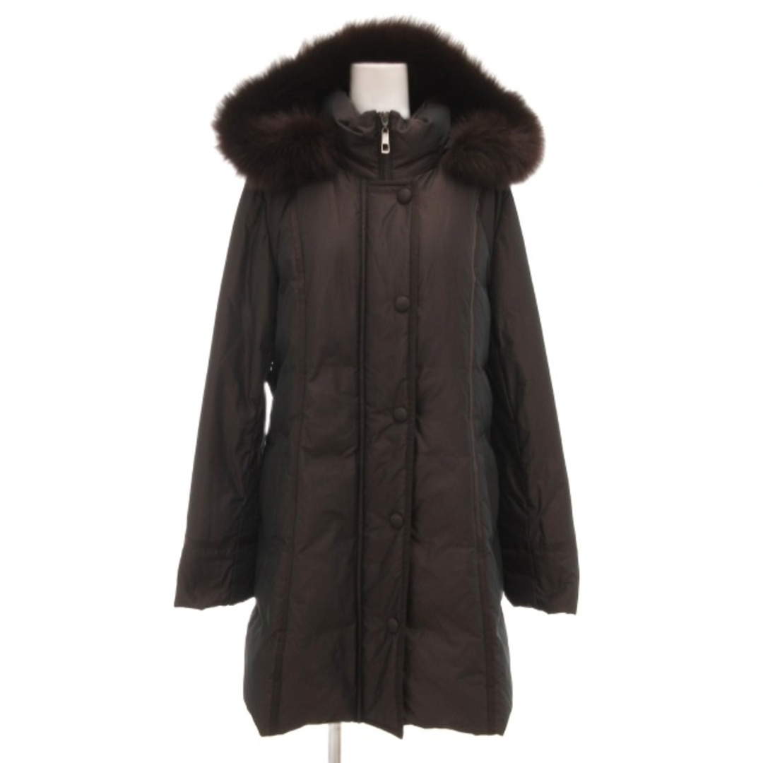 美品LeilianレリアンダウンコートMダウン90％ダークブラウン