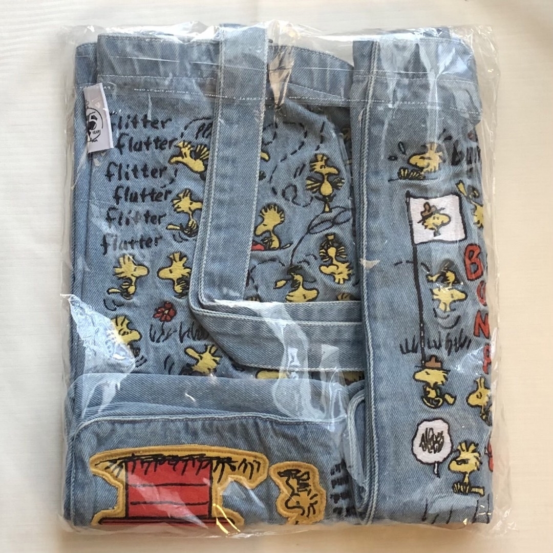SNOOPY - スヌーピー ウッドストック75周年 刺繍デニムビッグバッグの