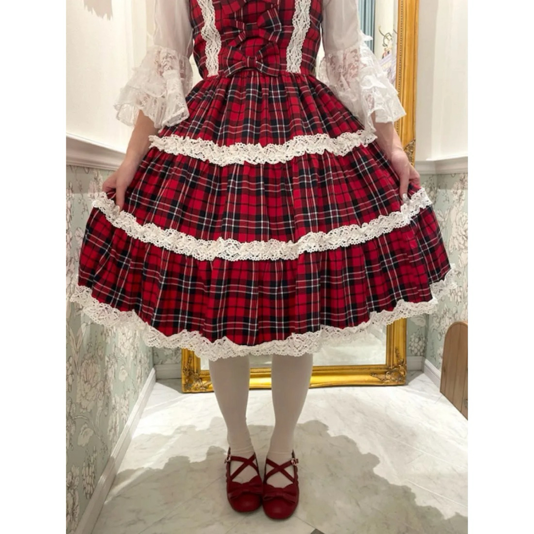 axes femme - axes femme kawaii タータンチェックジャンスカ 赤 新品