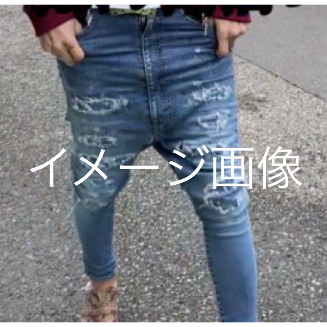 オーダー品】サルエル パンツ デニム ライトブルー スキニー 検 GACKT