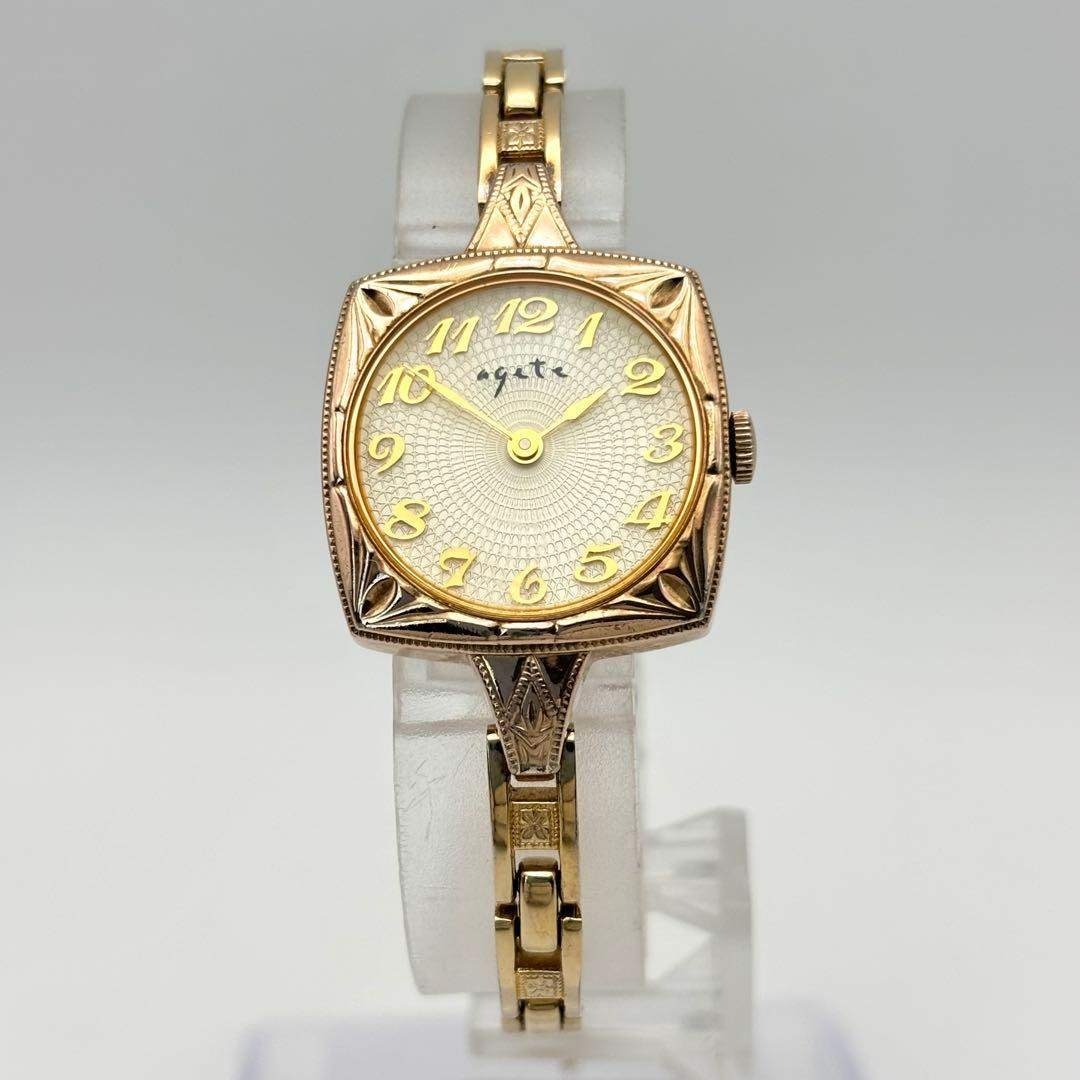 agete - 【希少】agete アガット 腕時計 ラウンド スクエア ゴールド