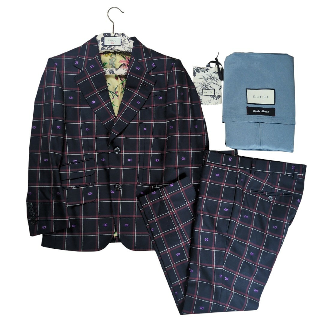 GUCCI - 【希少】GUCCI GGロゴ シルク総柄 チェック セットアップ