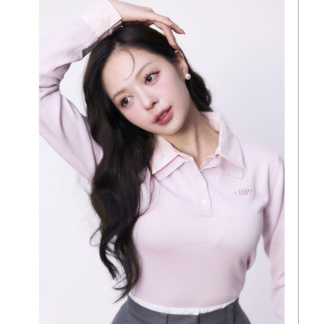 eimy istoire - eimy istoire ダブルカラーデザインニット ピンクの