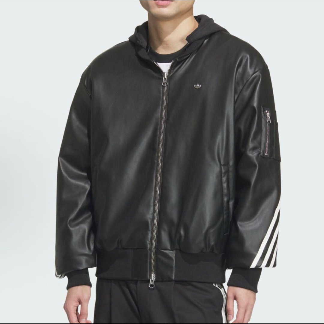adidas Originals - 新品XS adidasレザーHoodieジャケット JL7556の