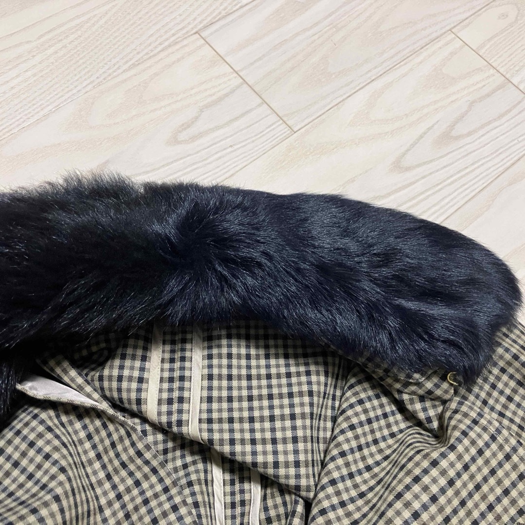 美品】Drawer チェック柄コート ファー ベルト 定価253,000円の通販 by
