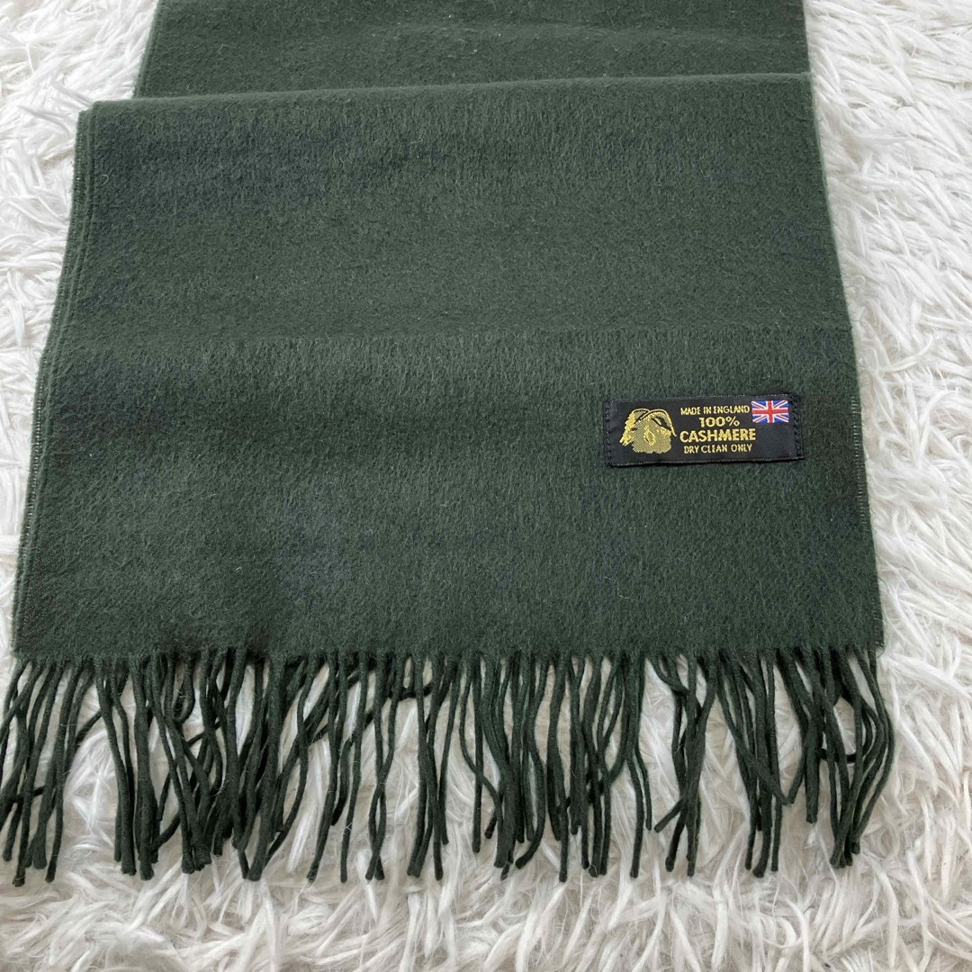 カシミヤ 100%マフラー メンズ 英国製 モスグリーン／深緑 の通販 by