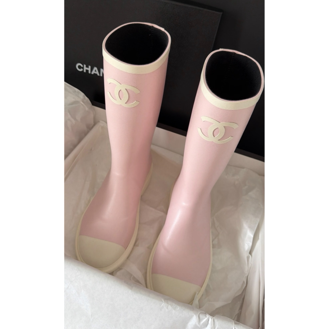 CHANEL - 値下げ！新品未使用 シャネル レインブーツ38 ブラック 26C