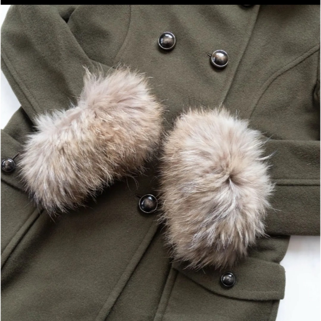 グレースコンチネンタル カシミヤビーバーコート ファー オリーブ