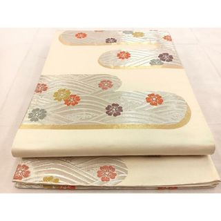 平和屋着物◎六通柄袋帯 唐織 桜流しエ霞文 金銀糸 正絹 逸品