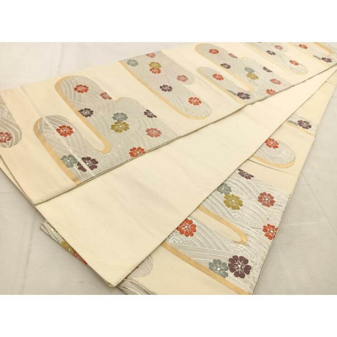 平和屋着物◎六通柄袋帯 唐織 桜流しエ霞文 金銀糸 正絹 逸品