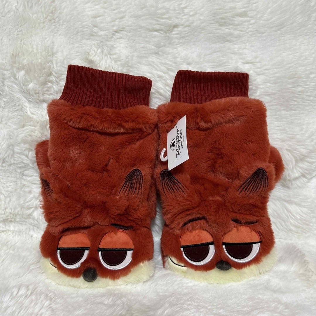 上海ディズニー ズートピア2 ニック マフラー 手袋 ファー リボン