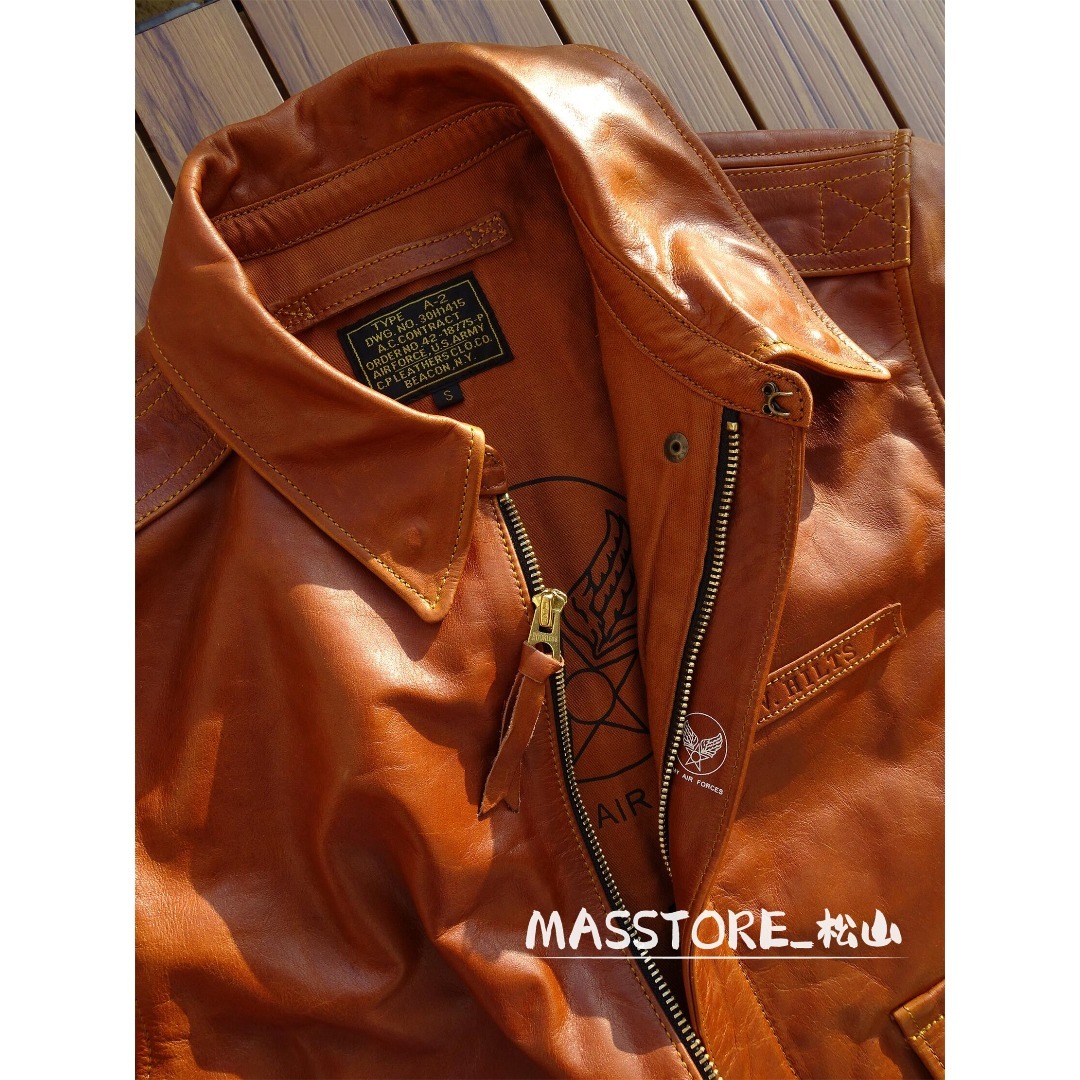 メンズ革ジャン A2 馬革 フライトジャケット レザージャケット本革S