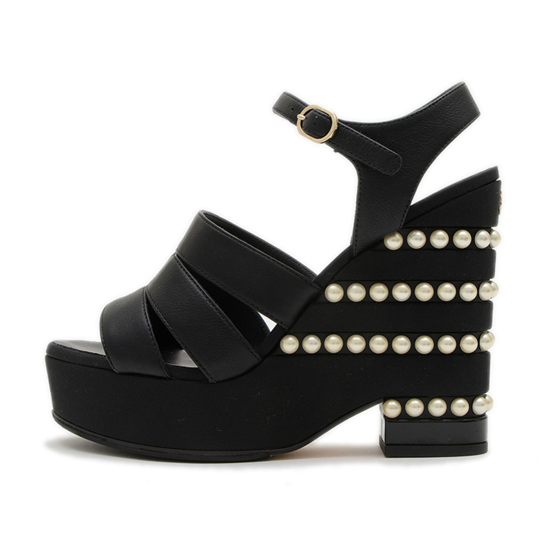 CHANEL - シャネル ウェッジソールサンダル ナイロン/レザー