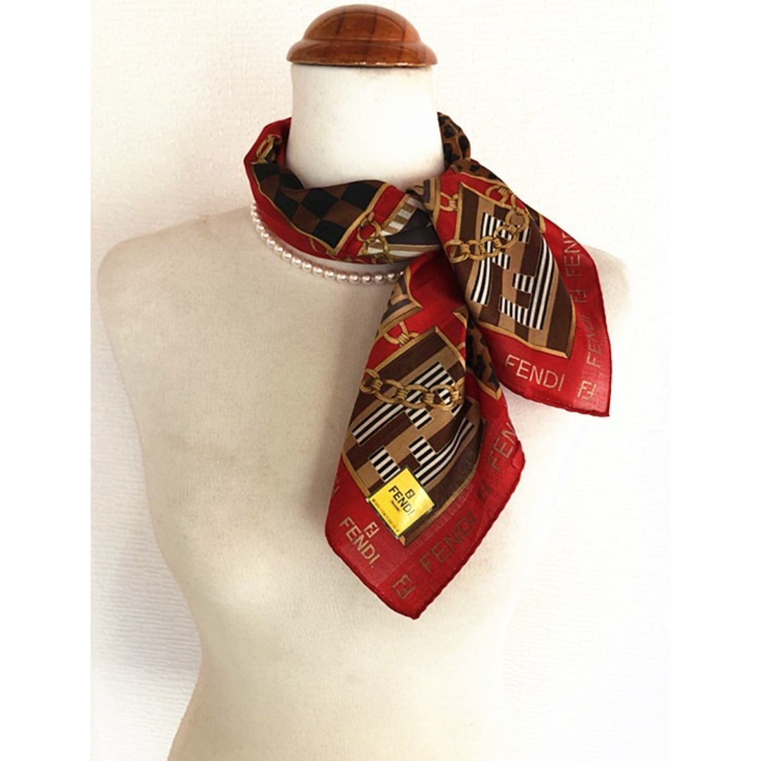 レア柄】フェンディFENDI◇大判ハンカチ ミニスカーフ ストール☆膝掛け