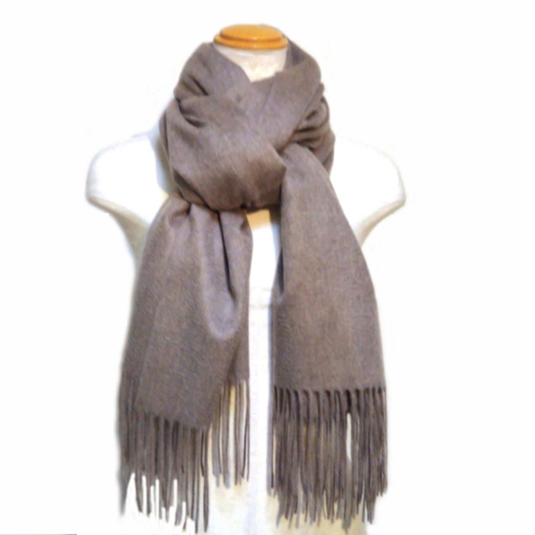 値下70㎝×200超大判無染色 100% カシミヤストールマフラーMOC新品の