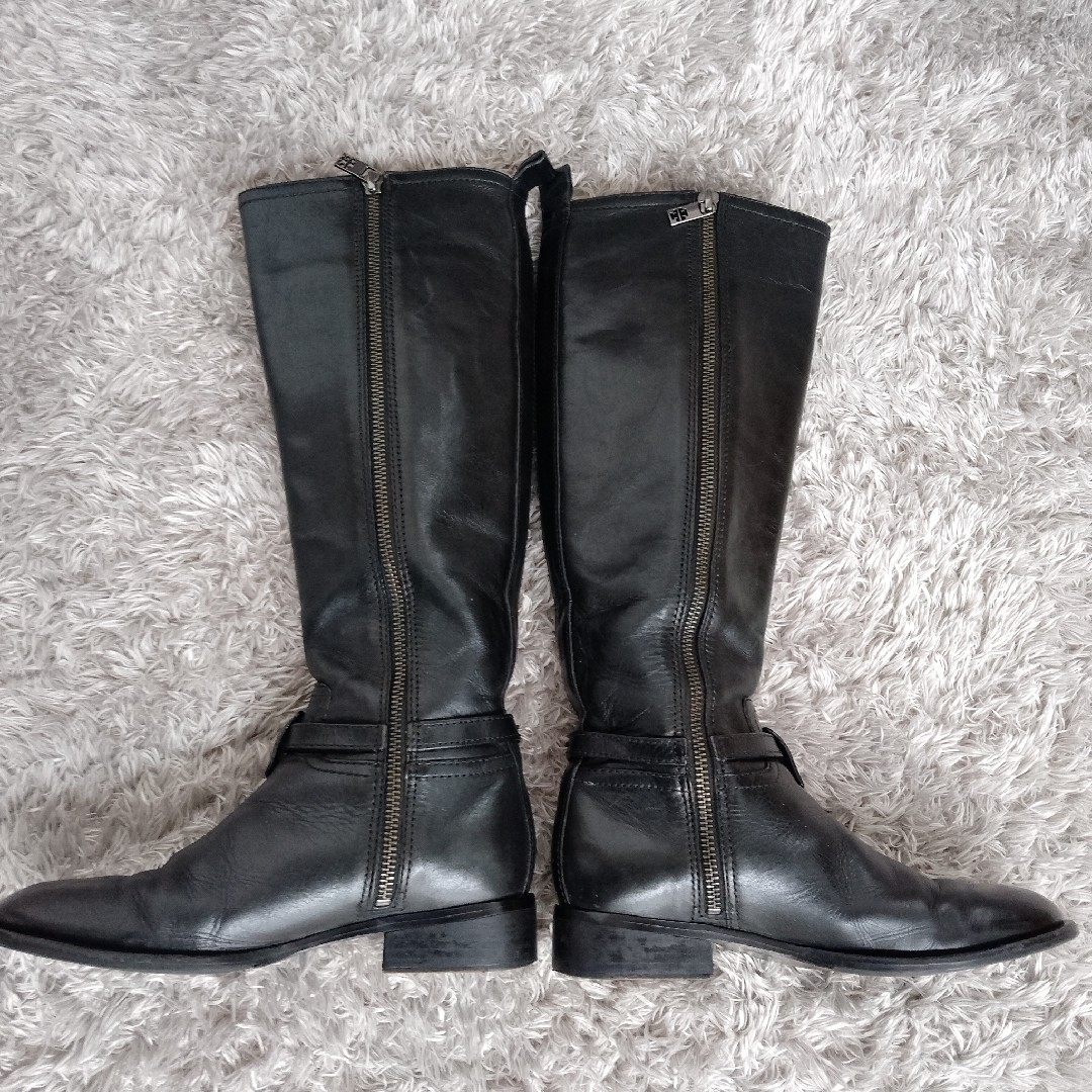 Tory Burch - トリーバーチ ジョッキーブーツ 黒 レザー ロングブーツ