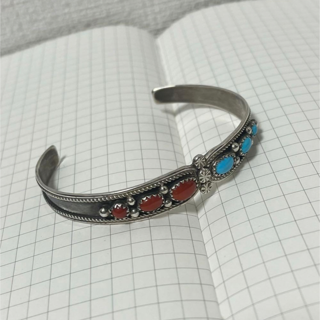 インディアンジュエリー ターコイズ・コーラル バングル H. Spencer