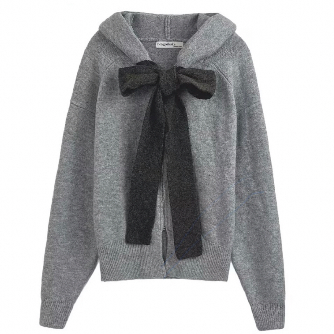 ZARA - 【予約販売】フード付きタイベルトニットカーディガンの通販 by