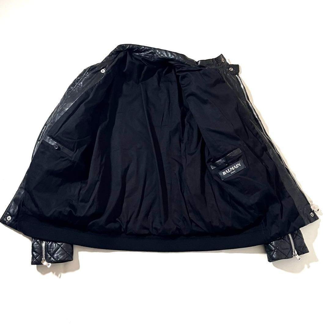 BALMAIN - 【美品】BALMAIN ラムレザー ダブル ライダース ジャケット