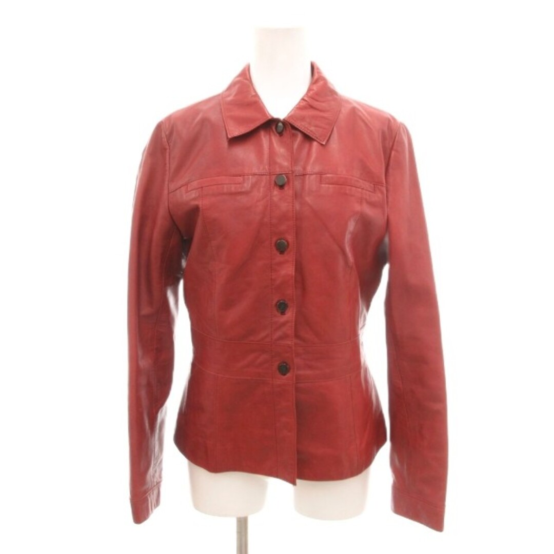 23区 - 23区 レザージャケット 牛革 38 赤 レッド シャツカラー ボタン